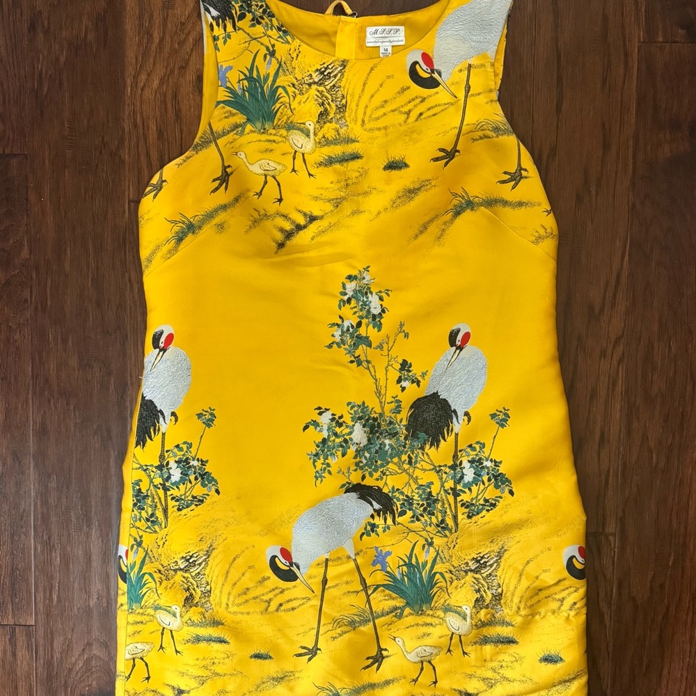 Max Studio Yellow Sheath Dress Sleeveless Crew Neck Casual